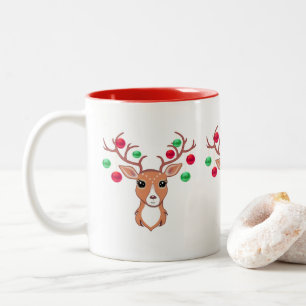 Café Em Dois Tons Caneca de Natal de Veado Fofo de Duas Cores