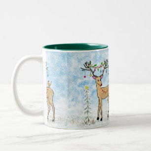 Café Em Dois Tons Caneca de Natal de Veer e Pássaros
