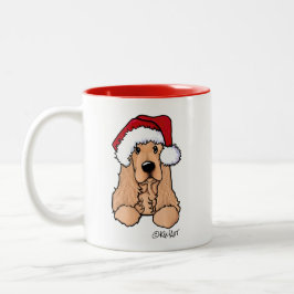 Café Em Dois Tons Caneca de Natal do Cocker Spaniel KiniArt