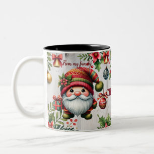 Café Em Dois Tons Caneca de Natal festiva com gnomos, vista sazonal
