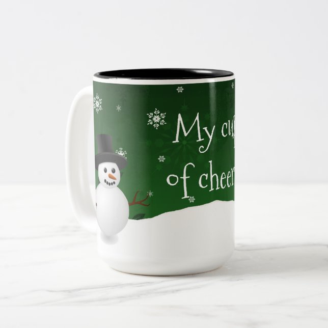 Café Em Dois Tons Caneca de Natal Green Snowman (Frente Esquerda)
