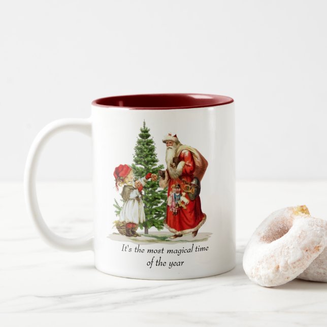 Café Em Dois Tons Caneca de Natal/Inverno (Com Donut)