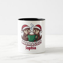 Caneca de Natal Personalizada de Lontras | Quente 