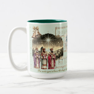 Café Em Dois Tons Caneca de Natal Presépio Três Reis Magos
