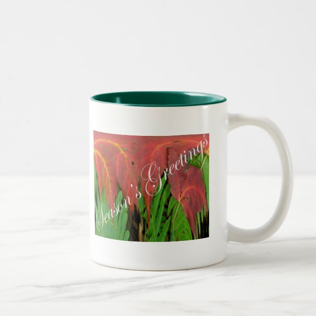 Café Em Dois Tons Caneca de Natal Red Leaf & Fern (Direita)