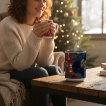 Caneca de Natal Vermelha com Foto Personalizada Fe
