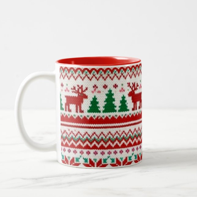 Café Em Dois Tons Caneca de Natal Vermelho (Esquerda)