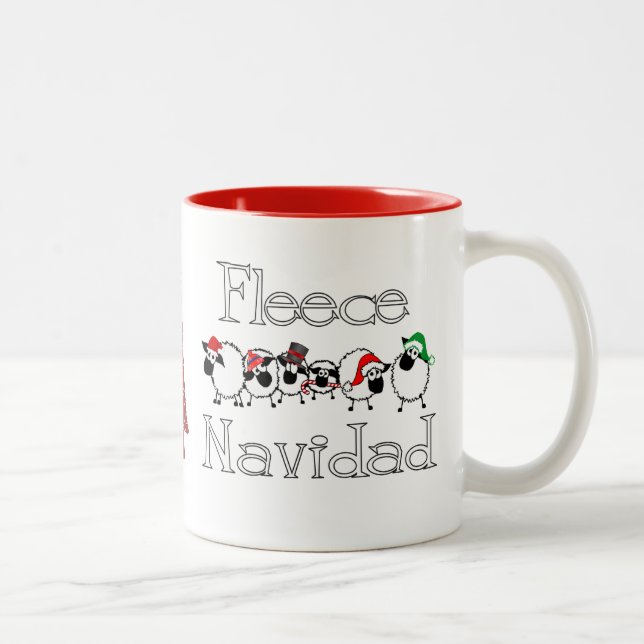 Café Em Dois Tons Caneca de Navidad do velo (Direita)