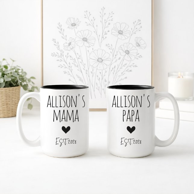 Café Em Dois Tons Caneca de Nome Personalizado de Presente para Mãe  (Custom Mom Mug Birthday Gift for Mom Grandma, Custom Mama Coffee Mug Gift for First Time Mom or dad)