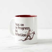 Caneca de Nome Personalizado Foco no Progresso Não