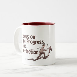 Café Em Dois Tons Caneca de Nome Personalizado Foco no Progresso Não