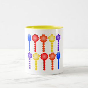 Café Em Dois Tons Caneca de Padrão de Flor Abstrata Vibrante