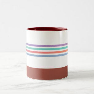 Café Em Dois Tons Caneca de Padrão de Linhas Coloridas – Rai Estétic