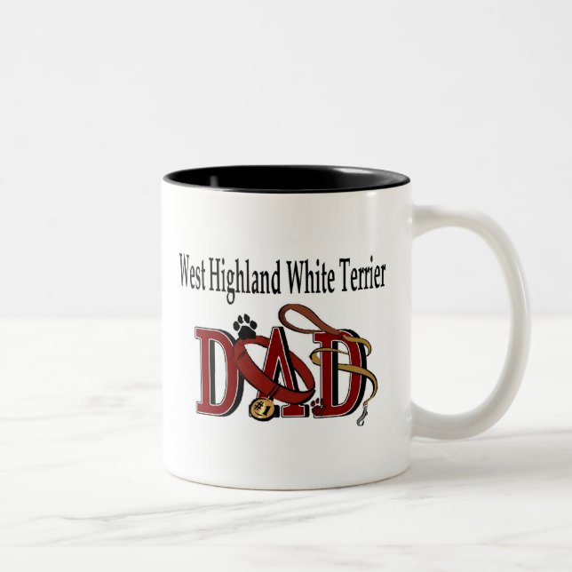 Café Em Dois Tons Caneca de Pai Terrier Branco do West Highland (Direita)