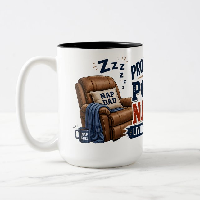 Café Em Dois Tons Caneca de Papai Engraçado Dorminhoco Profissional (Esquerda)