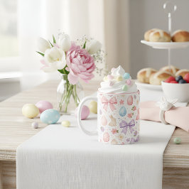 Café Em Dois Tons Caneca de Páscoa Coquette Bunny & Laços Rosa