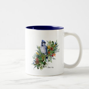 Café Em Dois Tons Caneca de Pássaro Gaio Azul