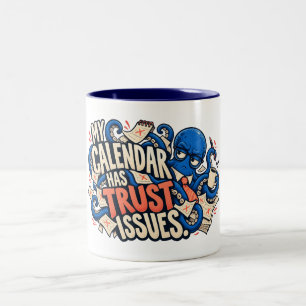Café Em Dois Tons Caneca de polvo engraçado de problemas de confianç