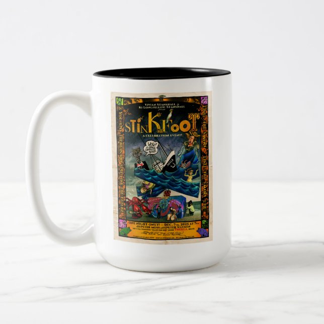 Café Em Dois Tons Caneca de pôster comemorando os 40 anos de Stinkfo (Esquerda)