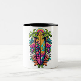 Café Em Dois Tons caneca de prancha tropical