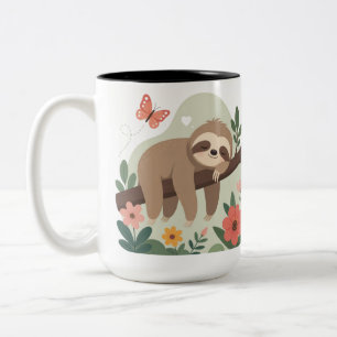 Café Em Dois Tons Caneca de Preguiça Engraçada com Cor Por Dentro