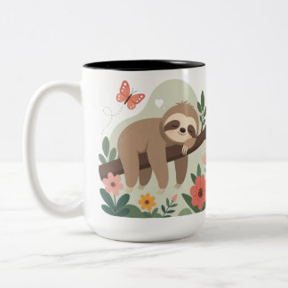 Café Em Dois Tons Caneca de Preguiça Engraçada com Cor Por Dentro