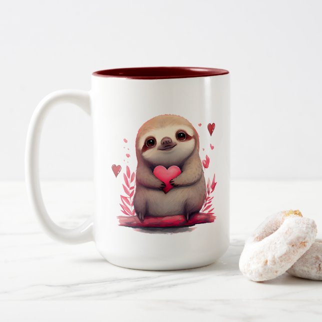 Café Em Dois Tons Caneca de Preguiça Fofa (Com Donut)