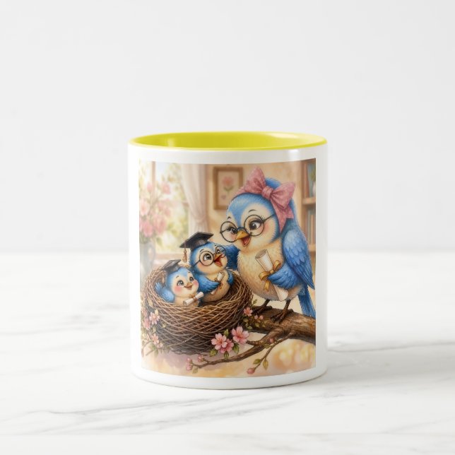 Café Em Dois Tons Caneca de Presente de Formatura Cozy Nest (Centro)
