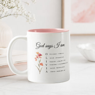 Café Em Dois Tons Caneca de Presente Floral com Versículo Bíblico da