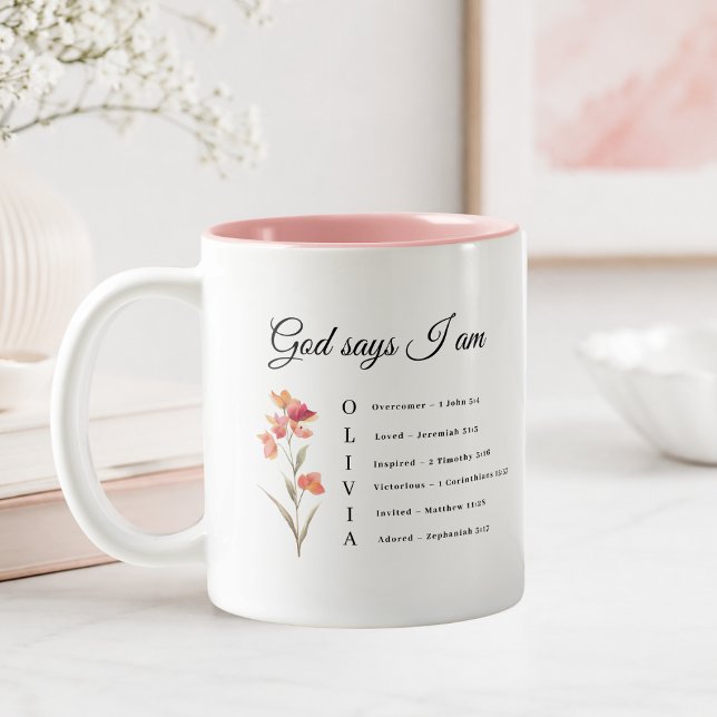 Café Em Dois Tons Caneca de Presente Floral com Versículo Bíblico da (OLIVIA Christian Faith Bible Verse Floral Gift Mug)