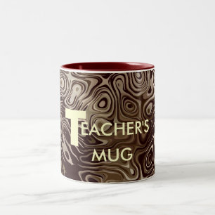 Café Em Dois Tons Caneca de professores padrão redemoinho bege e mar