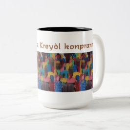 Café Em Dois Tons Caneca de Provérbio Haitiano Kreyòl Pale, Kreyòl K
