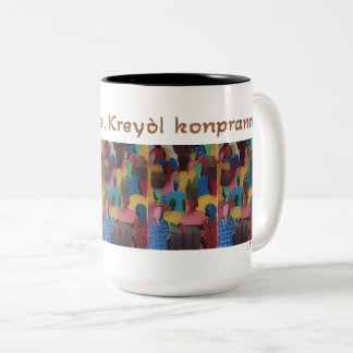 Café Em Dois Tons Caneca de Provérbio Haitiano Kreyòl Pale, Kreyòl K