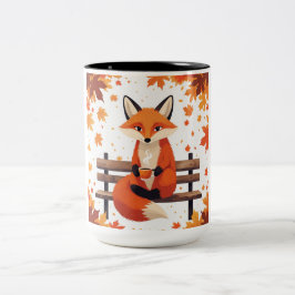 Café Em Dois Tons Caneca de Raposa no Outono