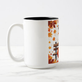 Café Em Dois Tons Caneca de Raposa no Outono