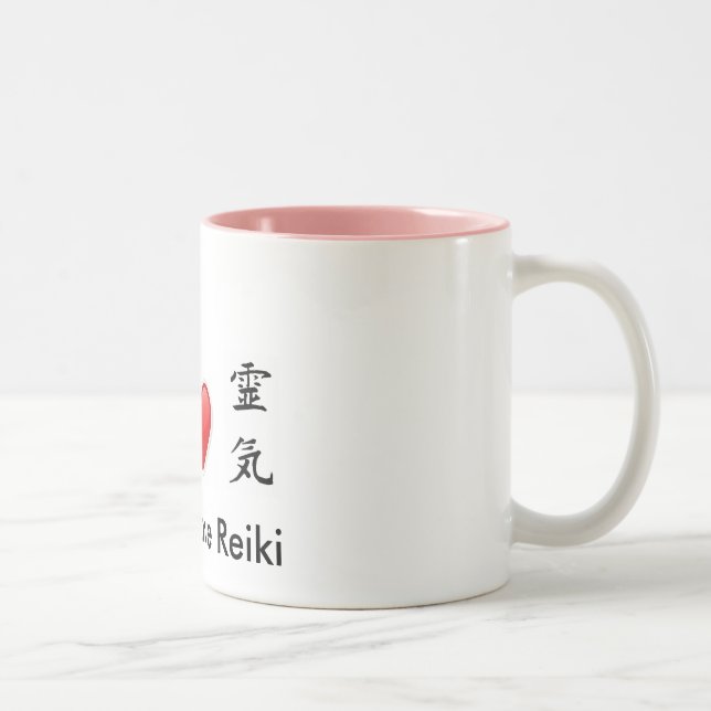 Café Em Dois Tons Caneca de Reiki do amor da paz (Direita)