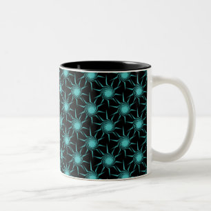 Café Em Dois Tons Caneca de roda dos sóis, cerceta brilhante