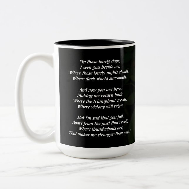 Café Em Dois Tons Caneca de rosa branca POetic (Esquerda)