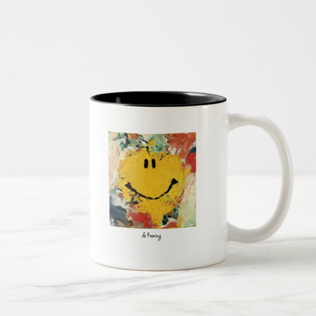 Café Em Dois Tons caneca de rosto feliz de kooning (Direita)