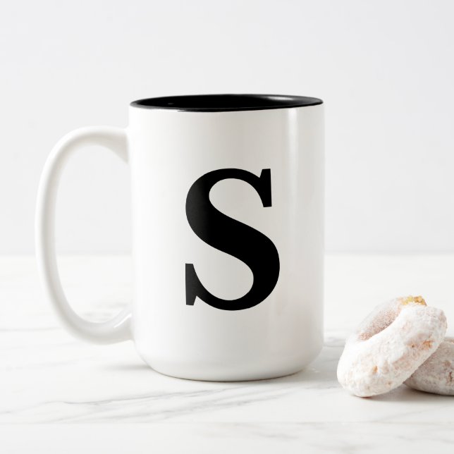 Café Em Dois Tons Caneca de "S" (Com Donut)