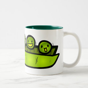 Café Em Dois Tons Caneca de salto da arte do Doodle das ervilhas