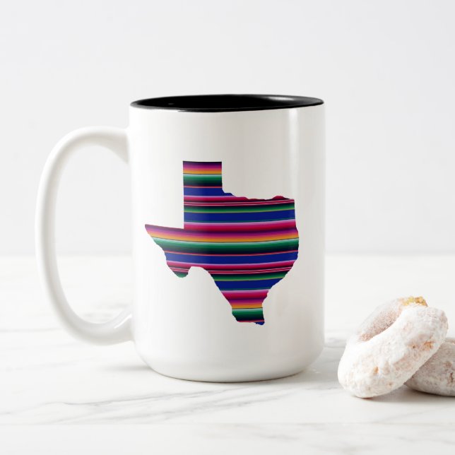 Café Em Dois Tons Caneca de Serape Texas (Com Donut)