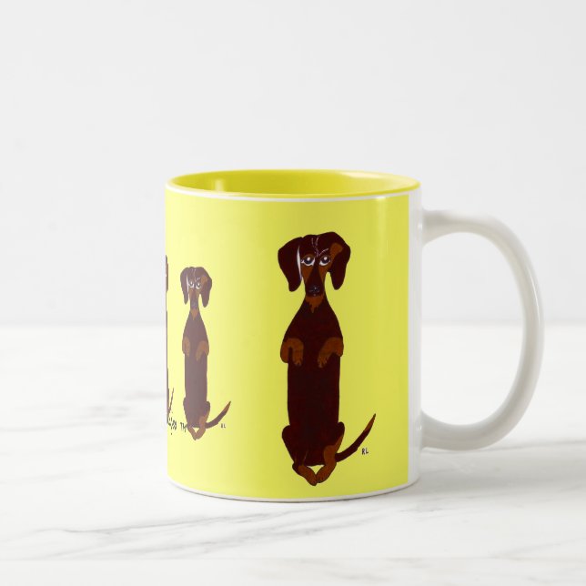 Café Em Dois Tons Caneca de Sidney do Dachshund (Direita)