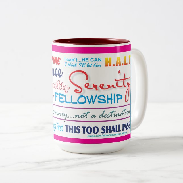 Café Em Dois Tons caneca de slogans de recuperação de 12 passos 25z- (Frente Esquerda)