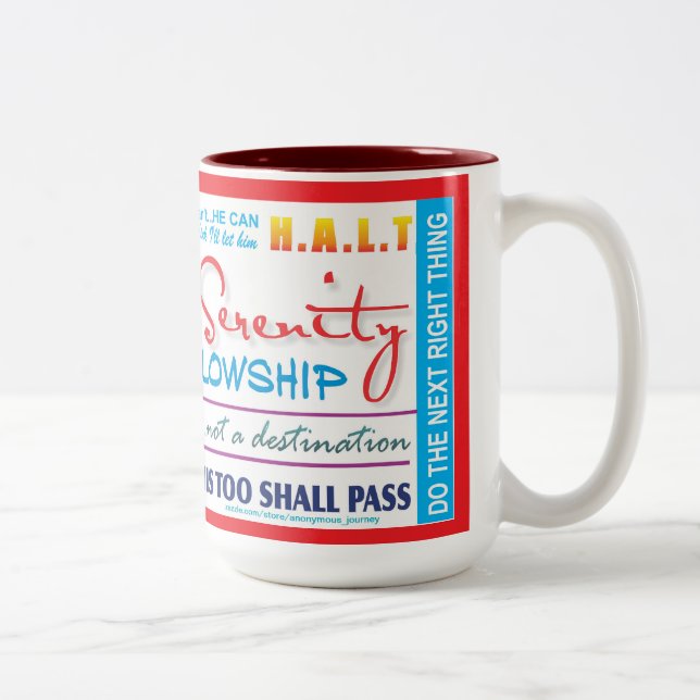 Café Em Dois Tons caneca de slogans de recuperação de 12 passos 25z- (Direita)