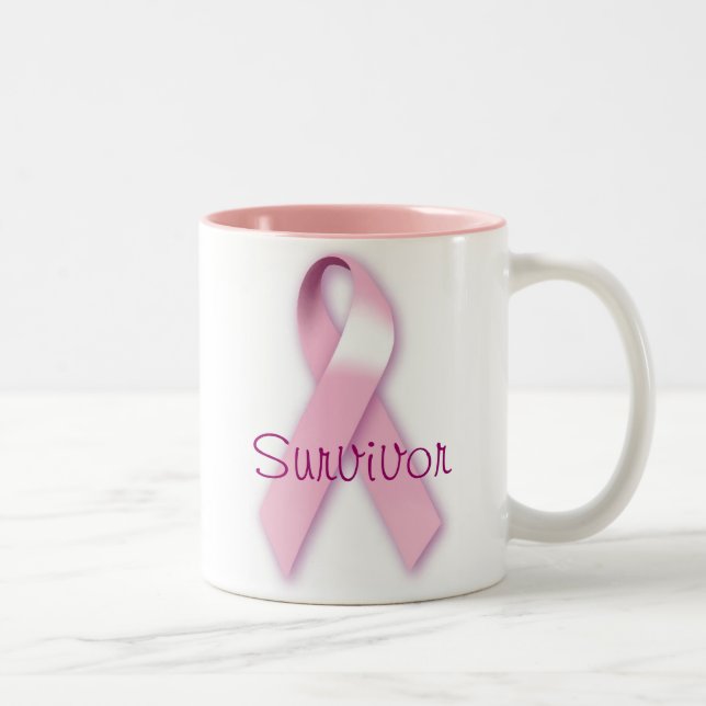 Café Em Dois Tons Caneca de Sobrevivência de Fita Rosa (Direita)