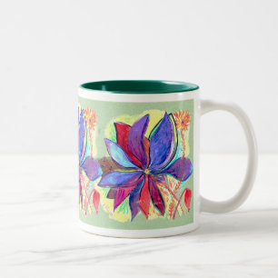 Café Em Dois Tons Caneca de Starflower no fundo verde