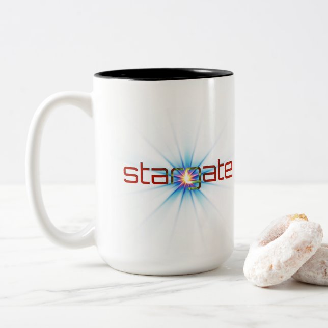 Café Em Dois Tons Caneca de Stargate (Com Donut)