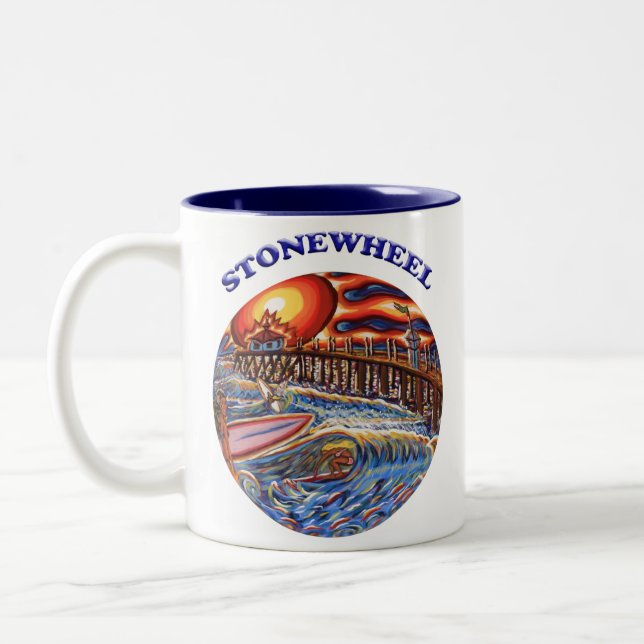 Café Em Dois Tons Caneca de Stonewheel Surfin (Esquerda)
