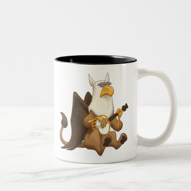 Café Em Dois Tons Caneca de Strummin Gryphon do banjo (Direita)